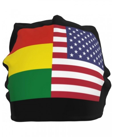 Bolivia and USA Flag Chic & Cozy: Stylish Beanie Hats for Winter Comfort Black $10.94 Skullies & Beanies