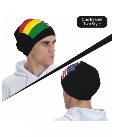 Bolivia and USA Flag Chic & Cozy: Stylish Beanie Hats for Winter Comfort Black $10.94 Skullies & Beanies