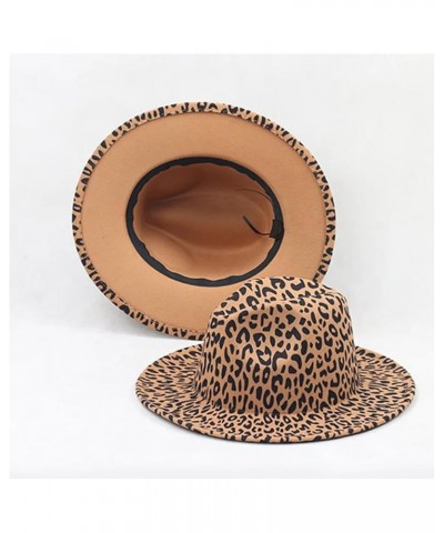 Leopard Fedora Hats for Women Men Party Festival Felt Jazz Hat Wide Brim Panama Goth Top Hat Gray $10.40 Fedoras