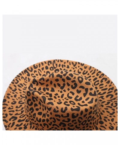 Leopard Fedora Hats for Women Men Party Festival Felt Jazz Hat Wide Brim Panama Goth Top Hat Gray $10.40 Fedoras