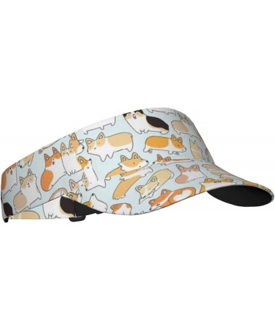 Floral Flower Print Print Sport Sun Visor Hats Adjustable Empty Top Hats Women Men Sun Visors Hat for Men Corgi Pattern $10.9...