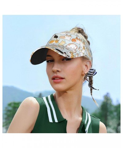 Floral Flower Print Print Sport Sun Visor Hats Adjustable Empty Top Hats Women Men Sun Visors Hat for Men Corgi Pattern $10.9...