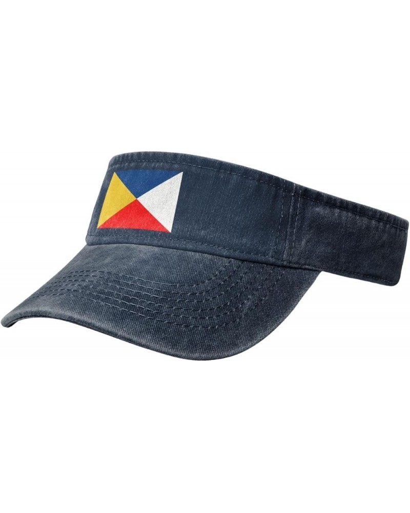 Flag of Villena Sun Visor Hats for Women Men Adjustable Cooling Sports Sun Hats Cotton Golf Cap Navy Blue $10.60 Visors