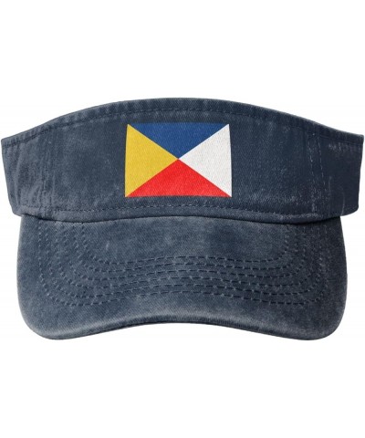 Flag of Villena Sun Visor Hats for Women Men Adjustable Cooling Sports Sun Hats Cotton Golf Cap Navy Blue $10.60 Visors