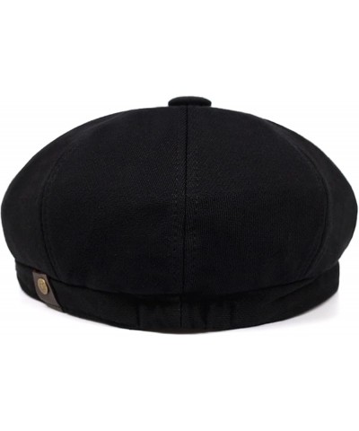 Men Cotton Beret Hats Elastic Solid Color Flat Newsboy Hats Summer Casual 8 Panels Sun Hat for Driving Travel Dark Grey $14.4...