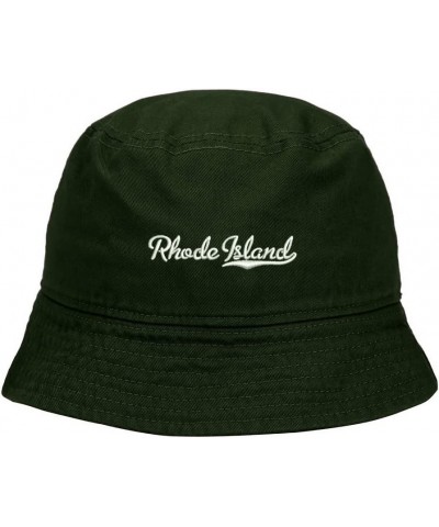 Mens Bucket Hat Rhode Island - RI Embroidered Washed Cotton Classic Bucket Hat Green $14.29 Bucket Hats