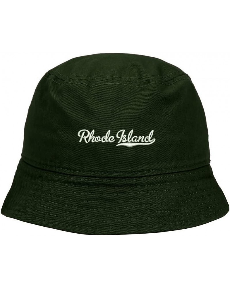 Mens Bucket Hat Rhode Island - RI Embroidered Washed Cotton Classic Bucket Hat Green $14.29 Bucket Hats