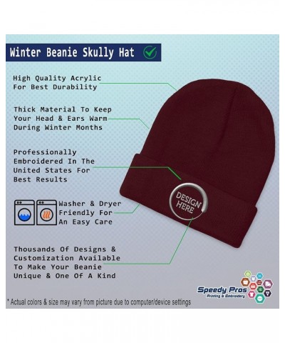 Custom Beanies for Men Super Papi Embroidery Letters Winter Hats for Women Acrylic Skull Cap 1 Size Burgundy Personalized Tex...