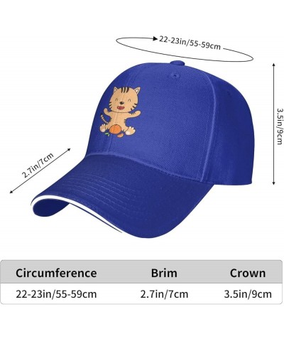 Funny Tiger with Oranges Baseball Cap Sandwich Brim Hats for Men Women Adjustable Caps Blue $12.85 Baseball Caps