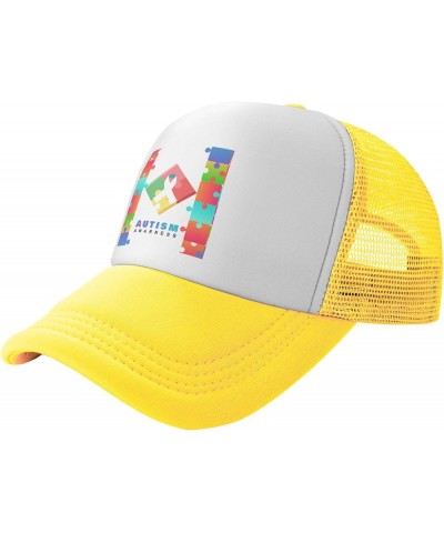 Autism Awareness Baseball Cap Trucker Hats Sports Fan Caps Adjustable Size for Men Women Activities All Seasons Yellow $9.71 ...