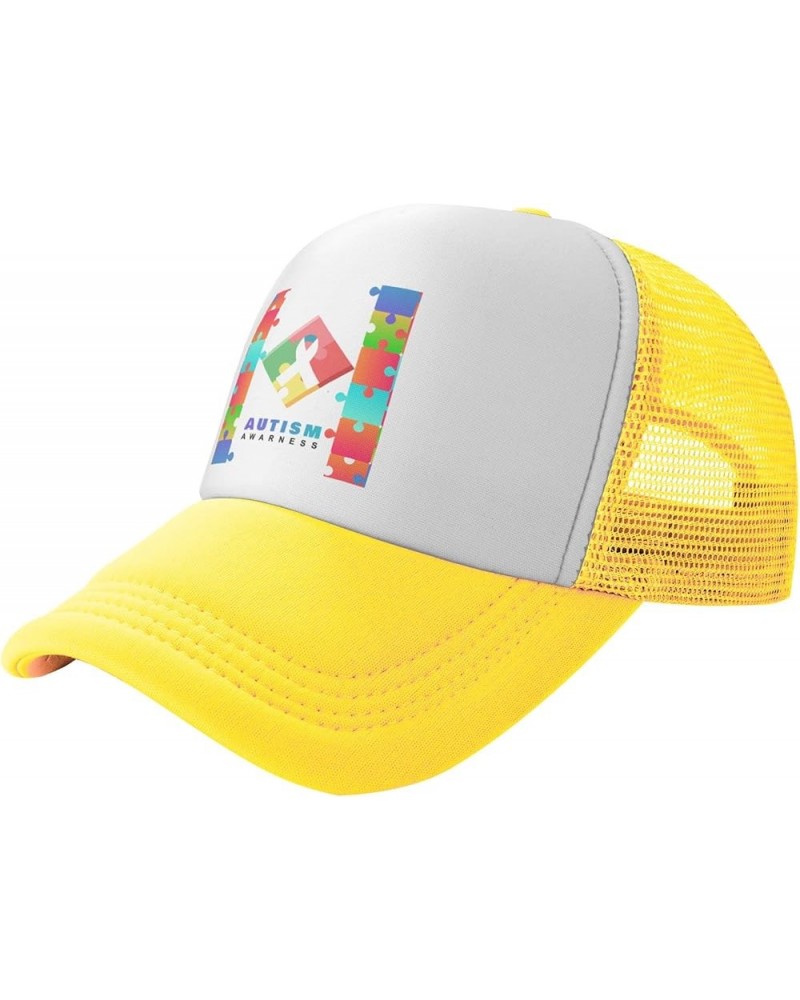 Autism Awareness Baseball Cap Trucker Hats Sports Fan Caps Adjustable Size for Men Women Activities All Seasons Yellow $9.71 ...