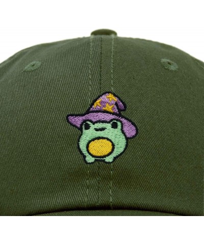 Sorcerer Frog Embroidered Cap Cotton Baseball Cute Cool Dad Hat Womens Olive $13.20 Baseball Caps