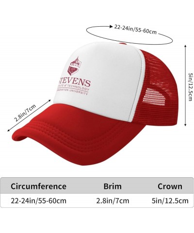 Stevens Institute of Technology Trucker Hats for Both Men and Women - Mesh Baseball Snapback Hats Red $9.03 Baseball Caps