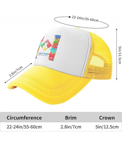 Autism Awareness Baseball Cap Trucker Hats Sports Fan Caps Adjustable Size for Men Women Activities All Seasons Yellow $9.71 ...