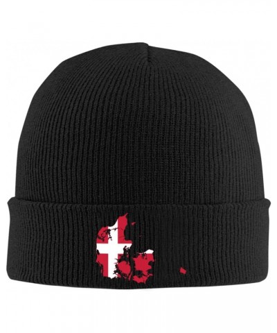 Flag Map of Denmark Knit Winter Cap Cozy Winter Essential Ultimate Warmth Men Women Black $11.20 Skullies & Beanies