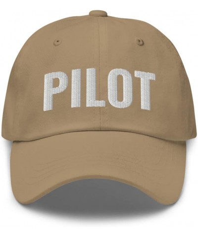 Pilot Dad Cap - Fly Airplanes Airport Lifestyle That says Pilot Embroidered Adjustable Baseball Hat Khaki $16.25 Baseball Caps