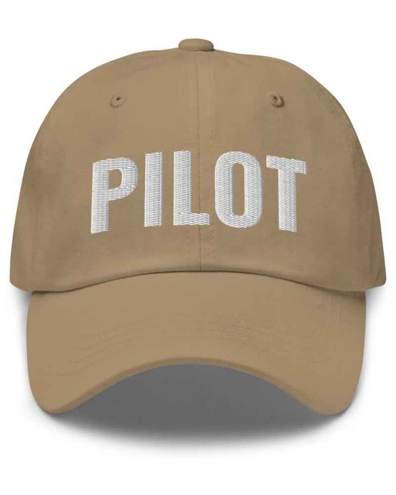 Pilot Dad Cap - Fly Airplanes Airport Lifestyle That says Pilot Embroidered Adjustable Baseball Hat Khaki $16.25 Baseball Caps