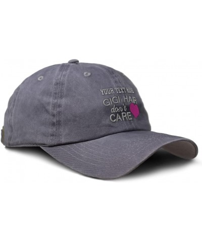 Custom Soft Washed Baseball Cap Gigi Hair Don't Care Dad Hats for Men & Women Grey Personalized Text Here $12.60 Baseball Caps