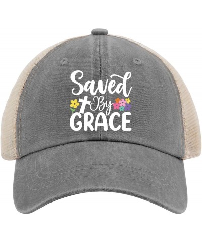 Saved by Grace Cap Custom Baseball Cap AllBlack Custom Hat Gifts for Her Running Caps Gray02 $10.63 Sun Hats