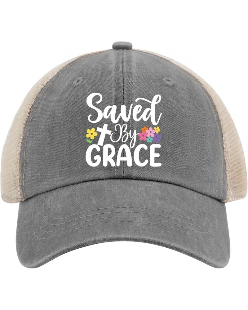 Saved by Grace Cap Custom Baseball Cap AllBlack Custom Hat Gifts for Her Running Caps Gray02 $10.63 Sun Hats