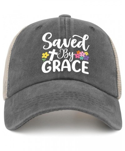 Saved by Grace Cap Custom Baseball Cap AllBlack Custom Hat Gifts for Her Running Caps Gray02 $10.63 Sun Hats