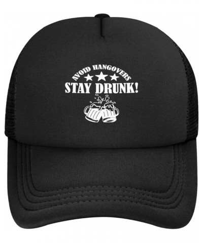 Avoid Hangovers Stay Drunk. Adjustable Trucker Hat Vintage Baseball Cap for Men Women Black $13.33 Baseball Caps