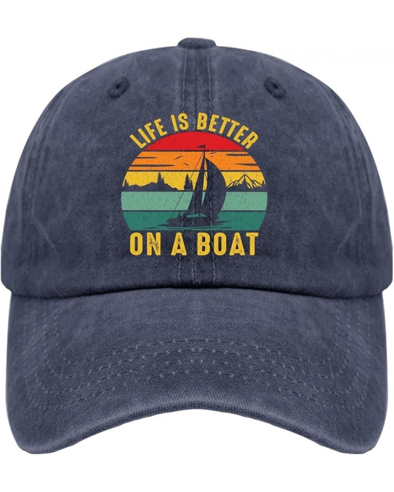 Life is Better On A Boat Sun Hat Runners Hat Pigment Black Hat for Women Gifts for Daughter Golf Cap Navy Blue3 $10.39 Baseba...