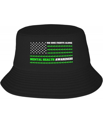 Sarcoma Cancer Awareness Bucket Hat for Men Women Summer Beach Hat Fishing Cap Sun Hats Black American Flag Fight Mental Heal...