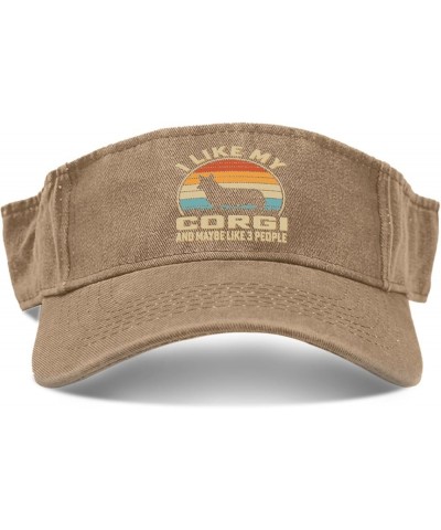 I Like My Corgi and Maybe Like 3 People Hats Sun Visor for Adult Running Caps Trendy Sports Pigment Khaki $12.37 Visors