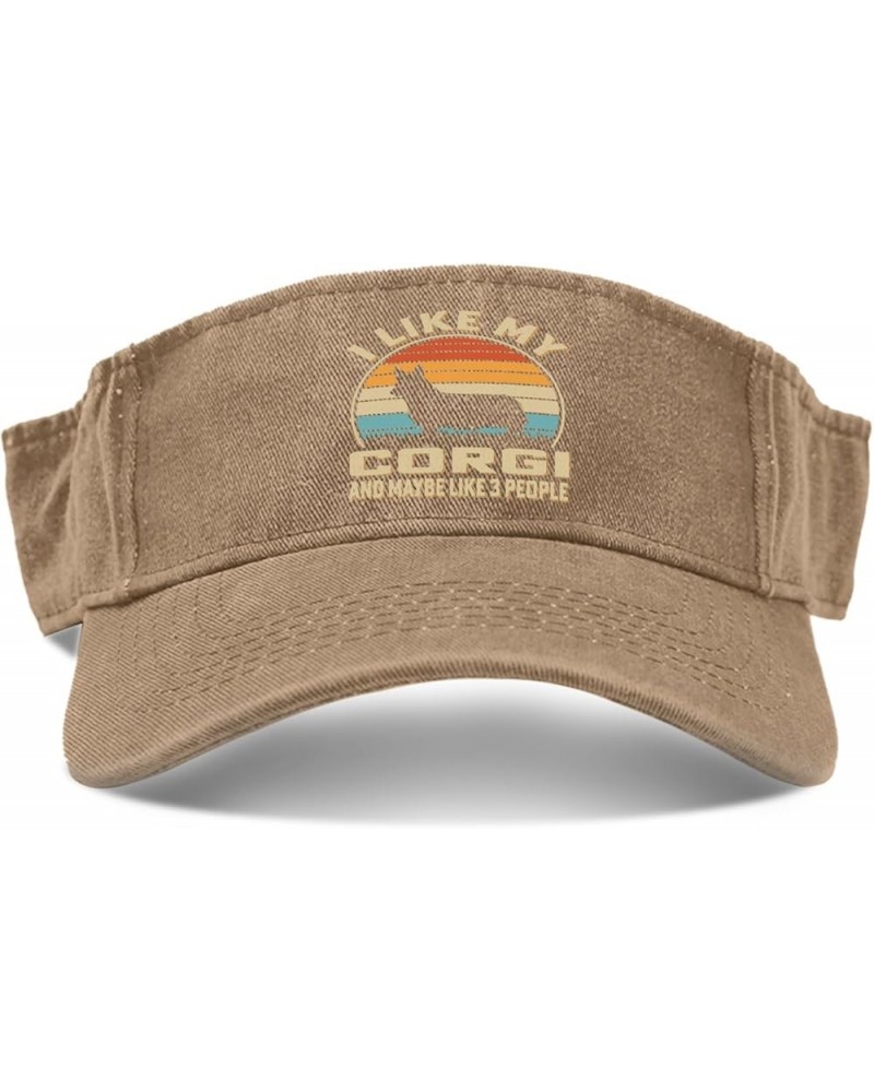 I Like My Corgi and Maybe Like 3 People Hats Sun Visor for Adult Running Caps Trendy Sports Pigment Khaki $12.37 Visors