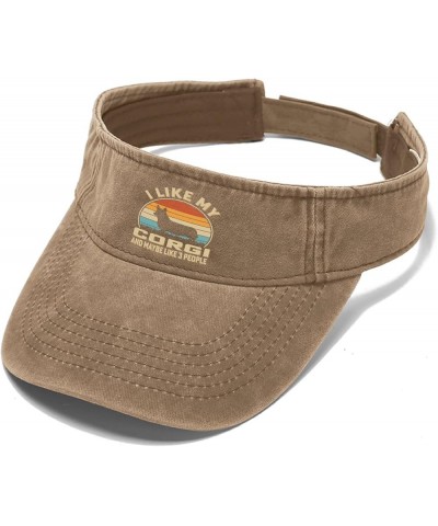 I Like My Corgi and Maybe Like 3 People Hats Sun Visor for Adult Running Caps Trendy Sports Pigment Khaki $12.37 Visors