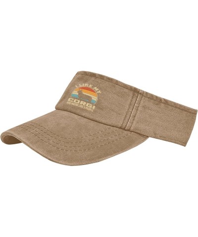 I Like My Corgi and Maybe Like 3 People Hats Sun Visor for Adult Running Caps Trendy Sports Pigment Khaki $12.37 Visors