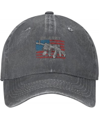 Grey Ak47 Machine Gun On American Flag Background Baseball Cap for Men Women Hats Cotton Trucker Caps Adjustable Dad Hat Deep...