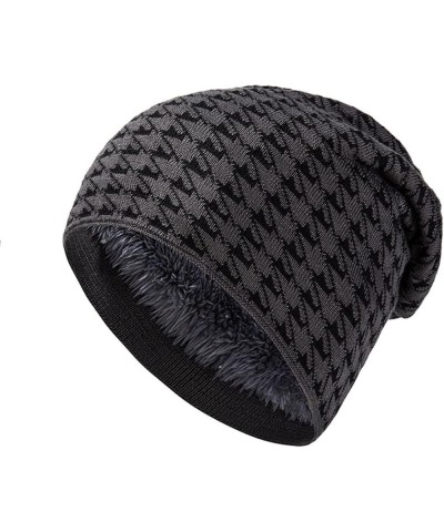 Womens and Mens Double Layer Thick Warm Pullover Hat Confinement Hat Check Ear Guard Hat Leather Winter Hats for B-black $12....