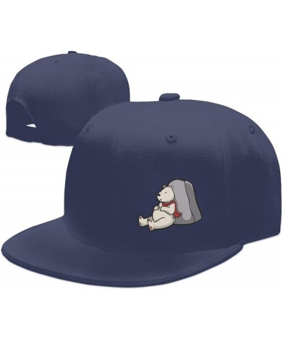 Cartoon Polar Bears Sleep On Rocks Snapback Hat Baseball Cap for Men Women Hip Hop Style Flat-Brimmed Hats Navy Blue $10.64 B...