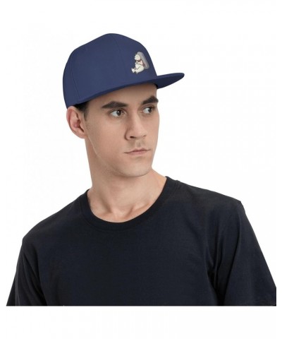 Cartoon Polar Bears Sleep On Rocks Snapback Hat Baseball Cap for Men Women Hip Hop Style Flat-Brimmed Hats Navy Blue $10.64 B...