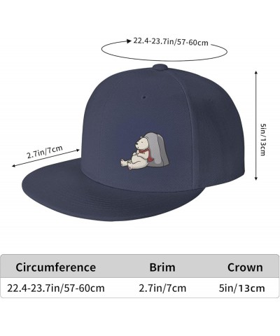 Cartoon Polar Bears Sleep On Rocks Snapback Hat Baseball Cap for Men Women Hip Hop Style Flat-Brimmed Hats Navy Blue $10.64 B...