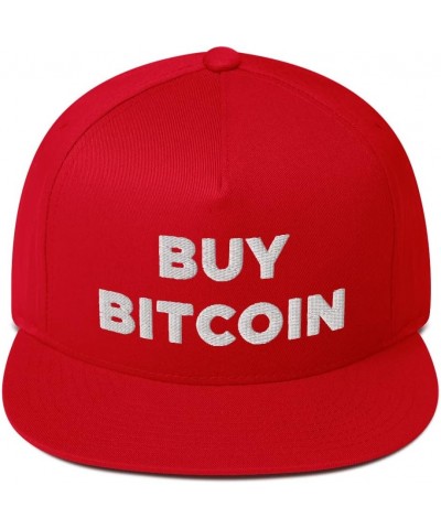 Buy Bitcoin Crypto Hat (Embroidered Flat Bill Snapback Cap) Red $18.01 Visors