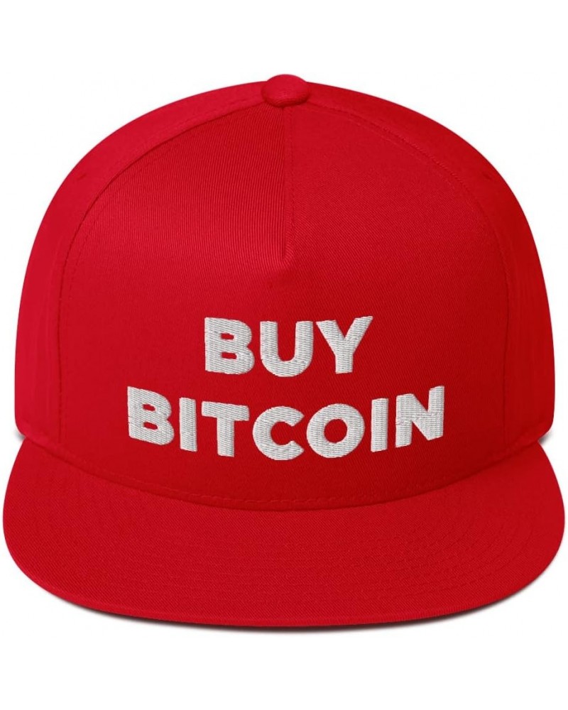 Buy Bitcoin Crypto Hat (Embroidered Flat Bill Snapback Cap) Red $18.01 Visors