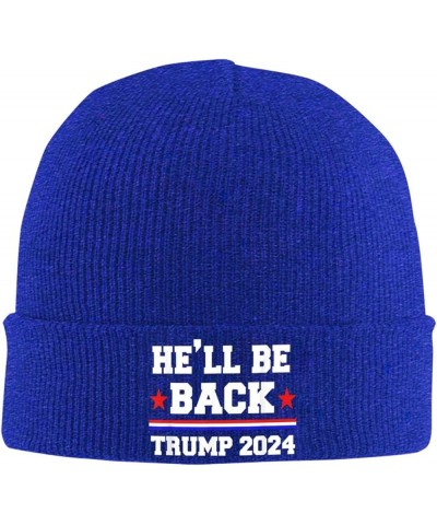 He'll Be Back Trump 2024 Beanie Hat Men Winter Warm Hat Women Knit Stocking Hat Slouchy Skull Cap Knitted Hat Black Blue $11....