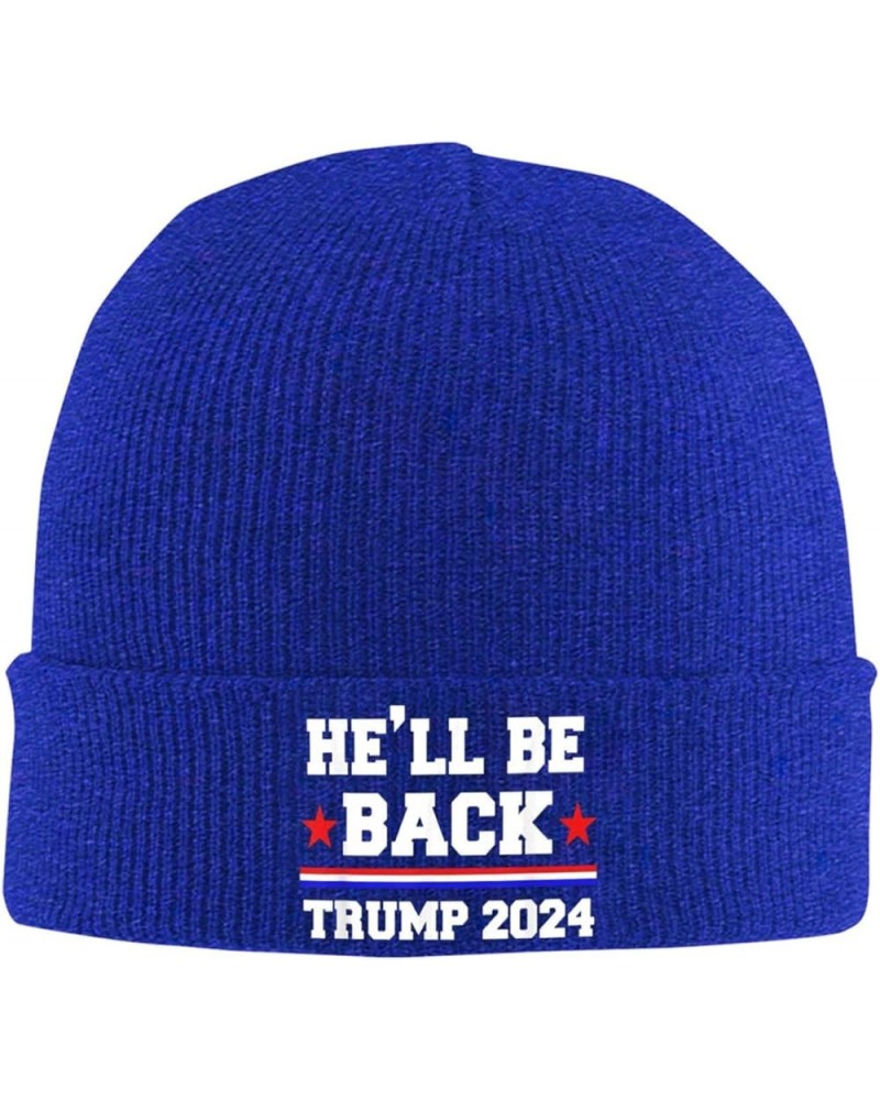 He'll Be Back Trump 2024 Beanie Hat Men Winter Warm Hat Women Knit Stocking Hat Slouchy Skull Cap Knitted Hat Black Blue $11....