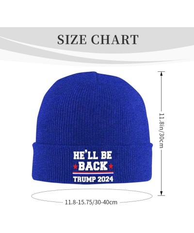 He'll Be Back Trump 2024 Beanie Hat Men Winter Warm Hat Women Knit Stocking Hat Slouchy Skull Cap Knitted Hat Black Blue $11....