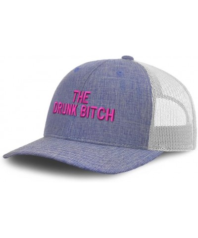 Trucker Baseball Cap The Drunk Bitch Cotton Dad Hats for Men & Women Heather Blue White $11.76 Baseball Caps