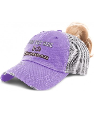 Womens Ponytail Cap I Rabbit Cinnamon Bunny Cotton Animal Distressed Trucker Hat Lavender Personalized Text Here $11.60 Baseb...