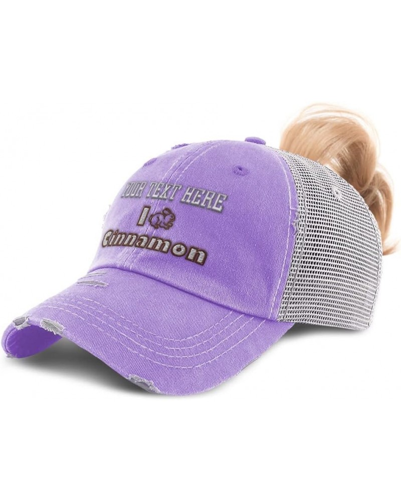 Womens Ponytail Cap I Rabbit Cinnamon Bunny Cotton Animal Distressed Trucker Hat Lavender Personalized Text Here $11.60 Baseb...