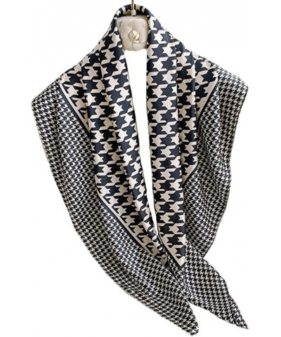 35" Silk Like Scarf Women's Large Satin Square Sunscreen Hair Scarves Wraps Headscarf for Sleeping 32 Houndstooth $9.53 Scarves