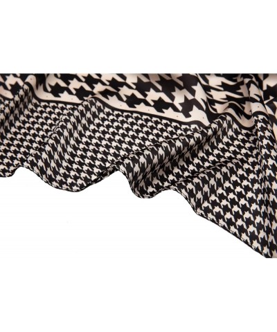 35" Silk Like Scarf Women's Large Satin Square Sunscreen Hair Scarves Wraps Headscarf for Sleeping 32 Houndstooth $9.53 Scarves