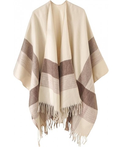 Women's Winter Blanket Scarf Shawl Wrap Poncho Cape Open Front Cardigan Shawls Beige4 $17.69 Scarves