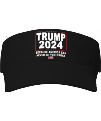 Trump 2024 Because America Can Never Be Too Great US Flag Visor Hats Novelty Adjustable Sport Sun Visor Cap Empty Top Basebal...