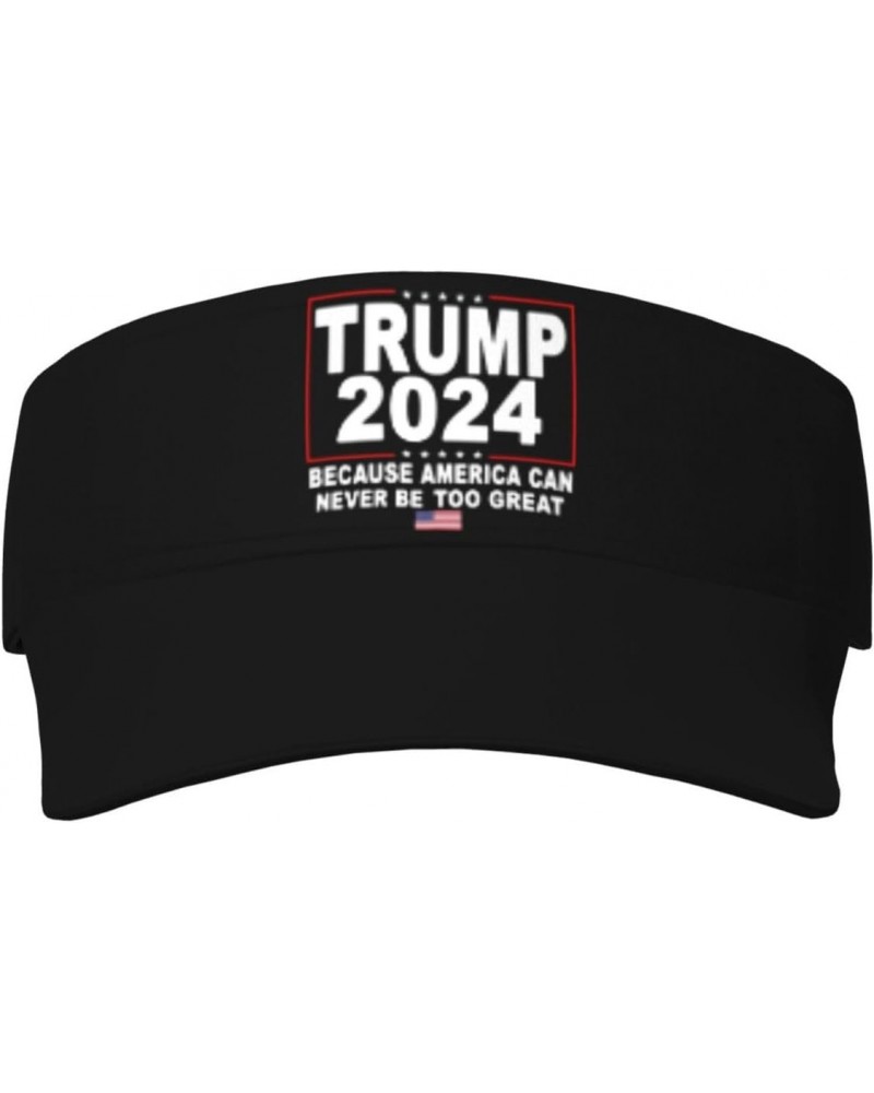 Trump 2024 Because America Can Never Be Too Great US Flag Visor Hats Novelty Adjustable Sport Sun Visor Cap Empty Top Basebal...